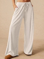economico gamba larga e vita alta-Per donna Culotte Gamba Larga Gamba larga Chinos Vacanza Vintage Streetwear Lunghezza intera Vita media Semplice Tasca Design con Coulisse Elastica Comodo Micro-elastico Alta elasticità All&#039;aperto