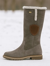 levne Sníh a zimní boty-dámské semišové kozačky ke kolenům s fleecovou podšívkou - hnědé zimní volnočasové boty na outdoorové aktivity