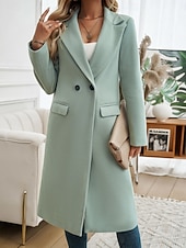 halpa Trench Coats-Naisten Trenssitakki Mukava Hengittävä Tasku Napit Vapaa-aika Tavallinen Loma Katu Kausaliteetti Arki-asut Yksirivinen Pitkä Sänkyjen avaus Normaali Pitkähihainen Päällysvaatteet Ruskea Apila Tumman