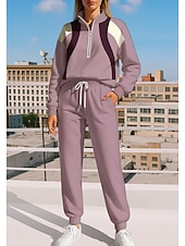 זול חליפות ספורט-בגדי ריקוד נשים טרנינג אימונית חליפת ריצה שרוך רוכסן גיאומטרי ז&#039;קט ומכנס טרנינג סט לבוש אתלטי אביב ורוד אגבי להתאמן חוץ רך בג&#039;י שרוול ארוך ספורט לבוש אקטיבי מיקרו-אלסטי מונח בצורה רפויה