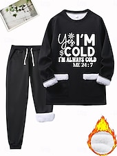 olcso Női pulóverek-Női Meleg Napi Kétrészes szettek Tracksuit Nadrág szettek Hosszú ujj Terített nyak Grafika Szöveg Zsinór Nyomtatott Hétköznapi Napi Fekete Arcpír rózsaszín Medence Ősz Normál