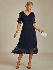 voordelige Feestjurken-Dames Maxi-jurk Cocktail jurk Bruiloft gast jurk Semi-formele jurk A lijn jurk Elegant Werk Verjaardag Flutter mouw Bruiloft gast Cocktailparty Formele avonden Normale pasvorm Effen Kleur Effen Halve