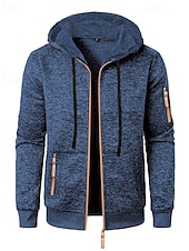 preiswerte Lässige Jacken-Herren Freizeitjacke Pullover Mantel Urlaub Täglich Warm Tasche Herbst Winter Einfach Mode Klassisch Mit Kapuze Regulär Schwarz Marineblau Blau Dunkelgray Jacken