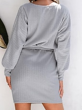 abordables Robes pull-Femmes Mini Robe Robe Pull Robe Décontractée Robe fourreau Élégant Moderne Manche Chauve-souris Quotidien Fête Sortir Coupe régulière Uni manche longue Col ras du cou Grise Printemps Automne