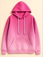 cheap Art&amp;Design Tops-Women&#039;s Pullover Hoodie Sweatshirt Graphic Rainbow Abstract Casual Boho Long Sleeve Hooded Regular Tops Street Dailywear Print Front Pocket Maroon Pink Fall Winter