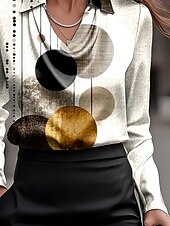 preiswerte Elegante Oberteile-Damen Hemd Ombre Grafik Geometrisch Elegant Stilvoll Modern Langarm Wasserfallausschnitt Normale Oberteile Arbeit Party-Abendmode Täglich Gerafft Drapiert Staubiges Blau Beige Herbst Winter