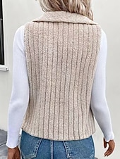 abordables Gilet-Femmes Gilet Chaud Confortable Fermeture éclair Occasionnel Uni Vacances Rue Occasionnel Tenue quotidienne Régulier Col Rabattu Coupe régulière Sans manches Vêtements d'extérieur Noir Blanche Bleu