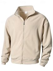 economico Giubbotti Casual-Per uomo Giacca Invernale Giacca in Pile Giacca Casual Vacanza Quotidiano Calore Termico Tasca Pile Autunno Inverno Semplice Moda Streetwear Collo alla coreana Regolare Nero Cachi Verde militare