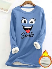 abordables Sweatshirts en polaire-Pull-over pour femme, sweat-shirt graphique, chaud, décontracté, duveteux, manches longues, col rond, régulier, streetwear, décontracté, jaune, rose, rose foncé, bleu, gris, printemps, automne, hiver
