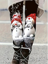 Жен. Леггинсы Мода Классический На каждый день Полная длина ЗавышеннаяPantsНовогодняя тематика Графика Снеговик В снежинку Рисунок Сохраняет тепло Мягкий Дышащий Эластичная Недорогие Рождественские штаны-Жен. Леггинсы Мода Классический На каждый день Полная длина ЗавышеннаяPantsНовогодняя тематика Графика Снеговик В снежинку Рисунок Сохраняет тепло Мягкий Дышащий Эластичная