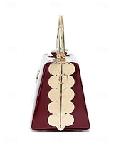 Women's Burgundy Patent Leather Evening Handbag with Gold Handle, Vintage Gatsby Style Purse for Cocktail Parties, Weddings and Formal Events cheap Clutches & Evening Bags-Women's Burgundy Patent Leather Evening Handbag with Gold Handle, Vintage Gatsby Style Purse for Cocktail Parties, Weddings and Formal Events