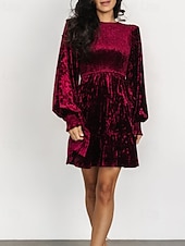 ieftine Rochii Party-Pentru femei Rochie Mini Rochie de catifea Rochie de Cocktail Rochii Peplum Elegant Modă Modern Petrecere Serată Dată Fit regulat Simplu Manșon Lung Stil Nautic Negru Roșu Vin Verde Militar Maro