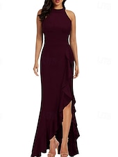 preiswerte Chiffonkleider-Damen Langes Kleid Maxikleid Partykleid Chiffon Chiffonkleid Elegant Mode Modern Outdoor Party Abendgesellschaft Normale Passform Einfach Ärmellos V Ausschnitt Schwarz Wein Rote Purpur Sommer