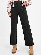 economico Pantaloni a gamba dritta-Per donna Chinos Dritto Moda Streetwear Casual Lunghezza intera Vita Alta Semplice Fascia Elastica Comodo Morbido Confortevole Inelastico All&#039;aperto Streetwear Grigio scuro Nero Marrone Primavera