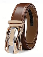 Herrebelte i ekte skinn med bilspenne – luksuriøst automatisk skrallebelte til dress for forretnings-, fritids- og formell bruk billige Belter for menn-Herrebelte i ekte skinn med bilspenne – luksuriøst automatisk skrallebelte til dress for forretnings-, fritids- og formell bruk