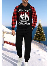 economico Tute da ginnastica-Natale Per uomo Felpa con cappuccio Tuta da Ginnastica Felpa con cappuccio con zip Coulisse Tasche Pantaloni Felpa con Cappuccio Felpa Autunno Rosso / nero Allenamento in Palestra Casuale