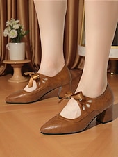 Χαμηλού Κόστους Ρετρό στυλ της δεκαετίας του 1950-Γυναικεία μαύρα τακούνια Mary Jane σε στιλ δεκαετίας του 1950 με φιόγκο – ρετρό γόβες με χοντρό τακούνι για καθημερινή vintage εμφάνιση και swing χορό