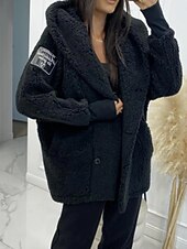 olcso Téli kabátok-Női Polár dzseki Kényelmes Légáteresztő Zseb Alkalmi Sima Vakáció Utca Hétköznapi Hétköznapi viselet Pullover Hosszú Térfogatcsökkenés Normál Hosszú ujj Felsőruházat Fekete Fehér Arcpír rózsaszín
