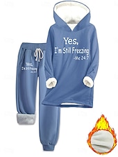 preiswerte Zweiteilige Sets-Damen Täglich Stilvoll Zweiteilige Sets Trainingsanzug Hosen-Sets Langarm Mit Kapuze Grafik Buchstabe Kordelzug Druck Lässig Täglich Schwarz Rosa Dunkelpink Herbst Lässiger Schnitt