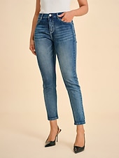 preiswerte Hose-Damen Weiblich Jeans Volle Länge Knöchellang Baumwolle Denim Dehnbar Elegant Lässig Dunkelblau Sommer Herbst Ganzjahresmode S M L
