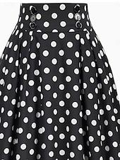 abordables Faldas Formales-Mujer Vintage Moda Midi Alta cintura Faldas A Lunares Estampado Microelástico Diario Calle Negro Primavera