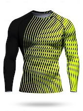 Недорогие Футболки и майки для бега-Муж. Футболка для бега Спортивная рубашка Фитнес-рубашка Рубашка тренировки Беговой верх Длинный рукав Футболка Футболка Геометрический принт UPF 50 Устойчивость к УФ Мягкий Впитывает пот и влагу