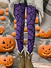 preiswerte Halloween-Hosen-Damen Hosen Hose Leggings Gemütliche Leggings Streetwear Lässig Volle Länge Hohe TaillePantsHalloween Grafikdrucke Elastischer Bund Druck Atmungsaktivität Bequem Dehnbar Urlaub Straße Alltagskleidung