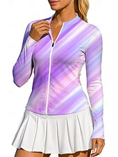 Χαμηλού Κόστους Γυναικείο πουκάμισο-Γυναικεία Βαθμίδα Αφηρημένη τέχνη Μπλούζες Αθλητικό πουκάμισο Πουκάμισο τένις Μπλούζα τένις Μακρυμάνικο Φερμουάρ Λουλουδάτο UPF50