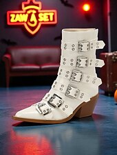 levne Pro ženy-Dámské Boty Motorkářské boty Venkovní Párty hudební festival Boty do lýtka Nýty Přezky Zip Kačenka Palec do špičky Punk gotický Umělá kůže Zip Matná černá Zářivě černý Bílá