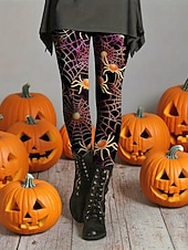 economico Pantaloni di Halloween-Per donna Leggings Leggings comodi Essenziale Casual Lunghezza intera Vita AltaPantsHalloween Grafico Stampa Calore Termico Confortevole Elasticizzato Vacanza Casuale Quotidiano Nero Autunno Inverno