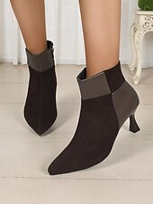 abordables Bottines-Bottines à talons aiguilles et bout pointu en similicuir suédé pour femme - bottines de style chic pour le bureau, les dîners &amp;mode d&#039;automne