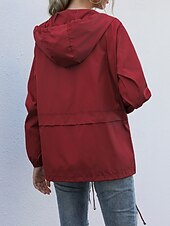 baratos Parka Casual-Mulheres Casaco com capuz Confortável Zíper Bolsos Casual Tecido Férias Roupa Diária Para Noite Final de semana Padrão Com Capuz Normal Manga Longa agasalhos Preto Vinho Cinzento Claro Primavera