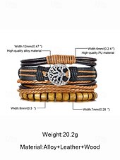 billige Menns smykker-flerlags armbåndsett i ekte skinn for menn – bohemsk perlebesatt livets tre-armbånd for uformelt bruk, fest og reiser