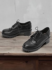 abordables Années 1950-Chaussures Oxford à plateforme brogue marron vintage des années 1950 pour femmes avec semelle crantée, élégantes et polyvalentes pour un usage décontracté, professionnel et quotidien.