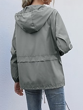 baratos Parka Casual-Mulheres Casaco com capuz Confortável Zíper Bolsos Casual Tecido Férias Roupa Diária Para Noite Final de semana Padrão Com Capuz Normal Manga Longa agasalhos Preto Vinho Cinzento Claro Primavera