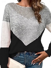 Dámské Svetr Na běžné nošení Měkké Geometrický Rýhovaný Tričkový Slátanina Pletený Dlouhý rukáv Běžné topy Plést Venkovní Denní Víkend Černá Žlutá Podzim Zima levne Pevné barvy-Dámské Svetr Na běžné nošení Měkké Geometrický Rýhovaný Tričkový Slátanina Pletený Dlouhý rukáv Běžné topy Plést Venkovní Denní Víkend Černá Žlutá Podzim Zima