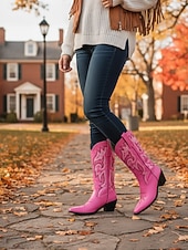 levne Cowboy &amp; Western Boots-Dámské kovbojské boty v západním stylu s vyšívanými kamínky, ideální pro městskou bohémskou módu a slavnostní příležitosti