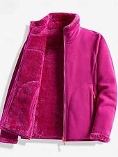 billige Fleece-fôrede jakker-Dame Sherpa jakke Bekvem Pustende Glidelås Lomme Fritid عادي Feriereise Gate Avslappet Dagligdagstøy Enkeltkneppet Normal Høy krage Normal Langermet Yttertøy Rosa Lilla Fuksia Vår Høst