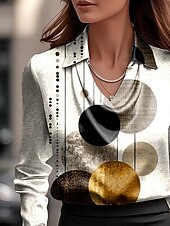 preiswerte Elegante Oberteile-Damen Hemd Ombre Grafik Geometrisch Elegant Stilvoll Modern Langarm Wasserfallausschnitt Normale Oberteile Arbeit Party-Abendmode Täglich Gerafft Drapiert Staubiges Blau Beige Herbst Winter