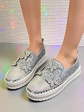 economico Festa Notturna-Sneakers slip-on da donna con plateau, glitter viola e design a farfalla in strass - scarpe alla moda per la vita notturna, le feste e le discoteche