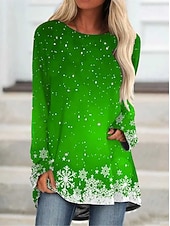 Vánoce Dámské Tričko Grafika Sněhová vločka Vánoce Vinobraní stylové Klasické Dlouhý rukáv Tričkový Dlouhé topy Denní Jdeme ven Víkend Tisk Rubínově červená Vodní modrá Fuchsiová Trávová zelená Khaki levne Vánoční topy-Vánoce Dámské Tričko Grafika Sněhová vločka Vánoce Vinobraní stylové Klasické Dlouhý rukáv Tričkový Dlouhé topy Denní Jdeme ven Víkend Tisk Rubínově červená Vodní modrá Fuchsiová Trávová zelená Khaki