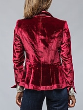 tanie Marynarki i garnitury-Damskie Marynarka Aksamitne marynarki Wygodny Kieszeń Guziki Elegancja Moda Na zewnątrz Równina Wyjściowe Codzienne Weekend Guziki jednorzędowe Regularny Klapa Regularny Długi rękaw Odzież wierzchnia