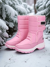 baratos Botas de neve e inverno-botas femininas impermeáveis com tira de velcro, botas de neve de inverno isoladas e confortáveis para clima com neve, esportes ao ar livre e caminhadas