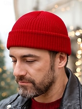 olcso Férfi kalapok-Férfi kötött sapka - puha és kényelmes, bordázott kialakítás, ideális téli és karácsonyi ajándéknak
