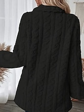 voordelige Fleece-gevoerde Jassen-Dames Fleecejack Teddy jas Houd Warm Ademend Zak Met fleece gevoerd Casual Effen Vakantie Straat Casual Alledaagse kleding Dubbele rij knopen Lang Ingesneden revers Normale pasvorm Lange mouw