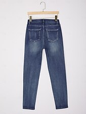 preiswerte Hose-Damen Weiblich Jeans Volle Länge Knöchellang Baumwolle Denim Dehnbar Elegant Lässig Dunkelblau Sommer Herbst Ganzjahresmode S M L