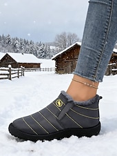economico Stivali di neve e inverno-stivali da neve impermeabili arancioni da donna con calda fodera in peluche, scarpe invernali leggere e slip-on per il freddo all'aperto e in stile Halloween