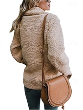 billige Fleece-fôrede jakker-Dame Sherpa jakke Bekvem Pustende Knapper Elegant Fritid عادي Feriereise Gate Avslappet Dagligdagstøy Dobbeltkneppet Normal Med hette Normal Langermet Yttertøy Rosa Grønn Kakifarget Vår Høst