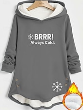 halpa Fleece-vuoratut hupparit-Naisten Pullover-huppari Kirjain Lämmin Vapaa-aika Pitkähihainen Hupullinen Pitkät topit Katu Arkikäyttö Pyhäpäivä Napit Painettu Musta Tumma vaaleanpunainen Sininen Harmaa Syksy Talvi