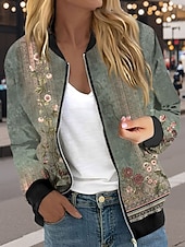 baratos jaquetas casuais-Mulheres Jaqueta casual Manter Quente Secagem Rápida Zíper Bolsos Bloco de cor Moda Diário Casual Geométrica Férias Casual Diário Curto gola de beisebol Normal Manga Longa agasalhos Vermelho Azul